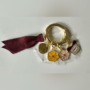 Chloe Gold and Burgundy Keychain with Floral Charms